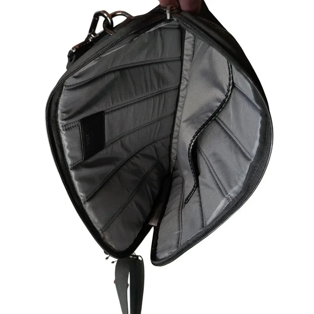 Tumi Mens Black Nylon Crossbody Messenger Bag Carbon Fiber Trim Zip NWT $395 - Picture 9 of 12